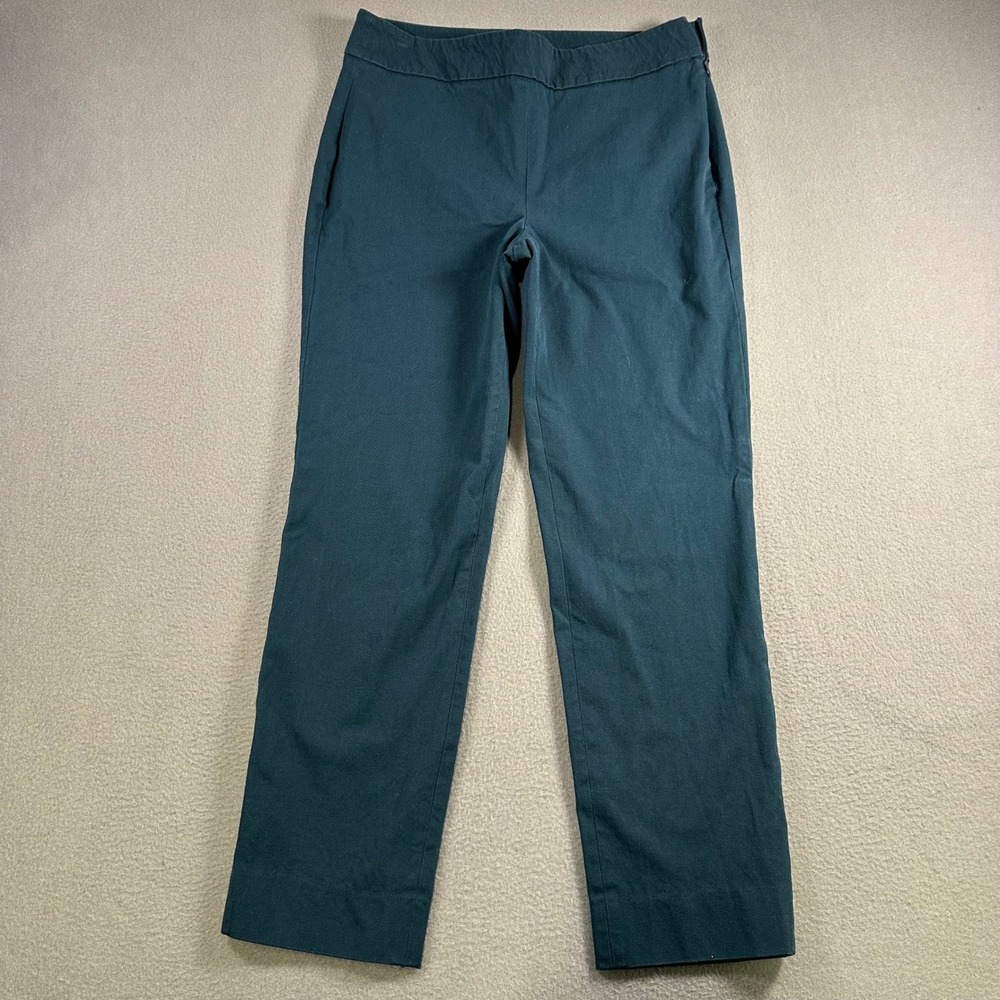 Talbots Chatham Ankle Pants Teal Blue Green Side Zip Stretch Trousers Size 4